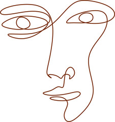 Trendy vector  face illustrations in minimal continuous line style. Hand drawn vector fashionable collection.