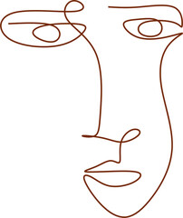 Trendy vector  face illustrations in minimal continuous line style. Hand drawn vector fashionable collection.