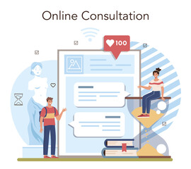 History of art school education online service or platform. Student studying
