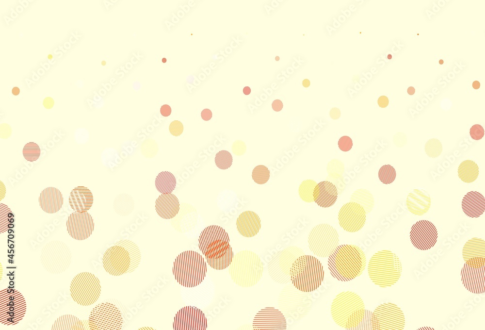 Poster light red, yellow vector backdrop with dots.