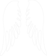 Wings with heart . line drawing vector set for  ogo. Angel wings