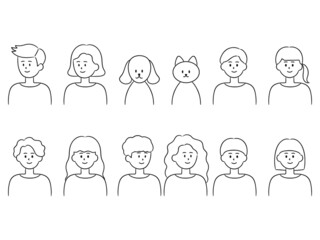 Set of various people and animals