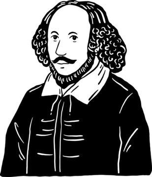 William Shakespeare English playwright poet and actor Hand draw line art Portrait Illustration