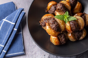 Traditional Turkish food; Onion kebab (Turkish name; Sogan kebabi) Local food of Gaziantep region