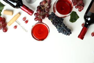 Fototapeta na wymiar Concept of red wine tasting on white background