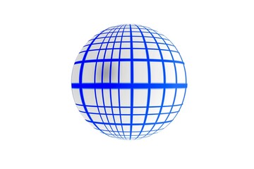 abstract figure sphere blue grid 3d rendering white background