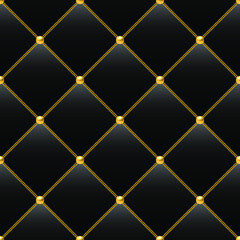 Fototapeta premium Black luxury background with golden chains and beads. Vector illustration.