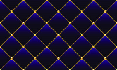 Fototapeta premium Blue luxury background with golden chains and beads. Vector illustration.