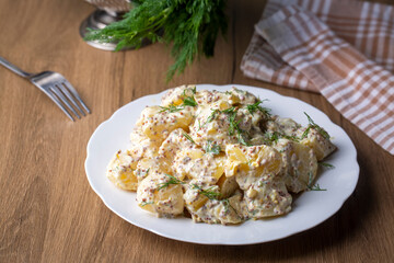 Potato salad with mustard seeds and mayonnaise (Turkish name; patates salatasi)