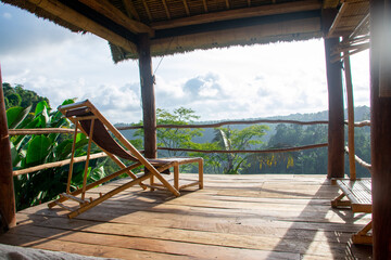 Fototapeta na wymiar Glamping, eco hotel overlooking the jungle