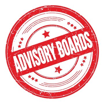 ADVISORY BOARDS text on red round grungy stamp.