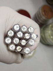 Antibiotic susceptibility testing disk use at microbiology laboratory, identify Antibiotic...