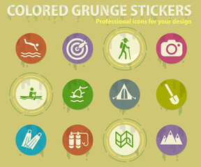 Active recreation and camping icon set