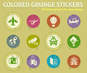 Airport and air carrier services icon set