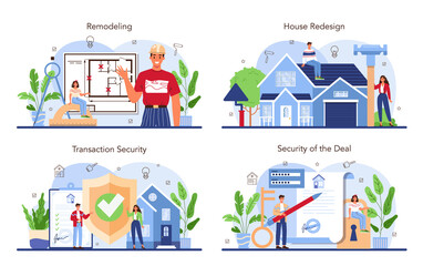 Real estate industry set. House remodeling or redesign after the purchase.