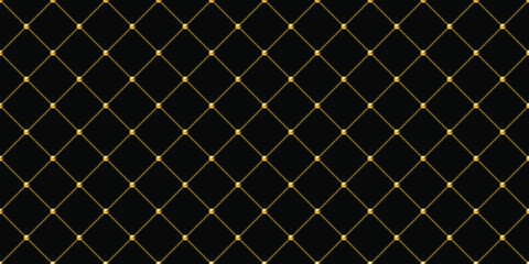 Fototapeta premium Black luxury background with golden chains and beads. Vector illustration.