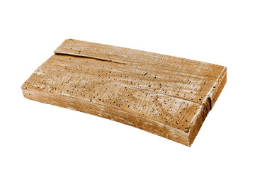 An old wooden board, eaten by pests.