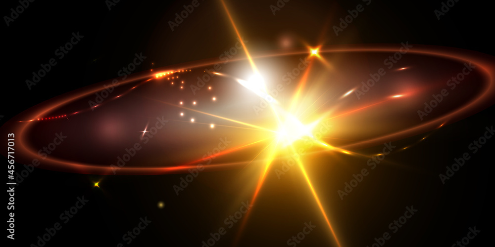 Poster Abstract light with bright shining particles. Vector.