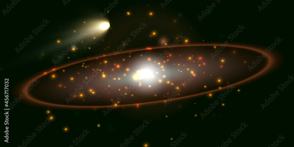 Poster Abstract light with bright shining particles. Vector.