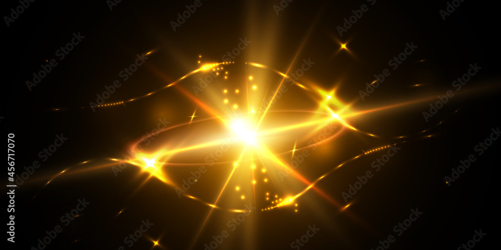 Poster Abstract light with bright shining particles. Vector.