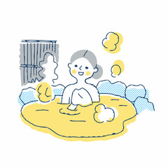 露天風呂でくつろぐ女性