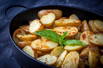 Delicious looking baked potato, food concept photo.