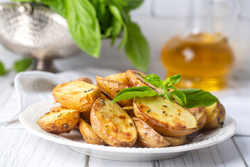 Delicious looking baked potato, food concept photo.