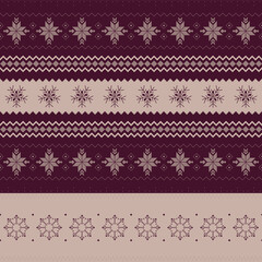 Snow Nordic Stripe Digital Papers, Seamless Patterns, Winter Crystals Design Illustration, 12 inches