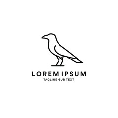 Outline crow raven vector suitable for logo and illustration