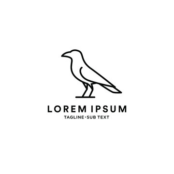 Outline crow raven vector suitable for logo and illustration