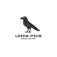 Outline crow raven vector suitable for logo and illustration