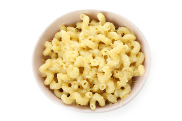 Tasty macaroni and cheese isolated on white background