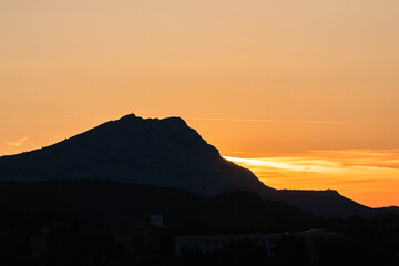 Sainte Victoire mountain in the light of a summer morning