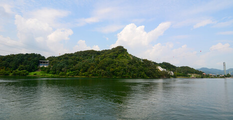 Fototapeta na wymiar Lake scenery of Nami Island, South Korea