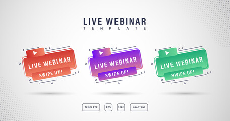Obraz premium set live webinar buttons, banner icons, icon label illustrations, gradations, products, etc.