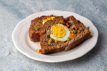 Traditional delicious Turkish food; Meatballs with Eggs and Peas (Turkish name; Dalyan kofte)