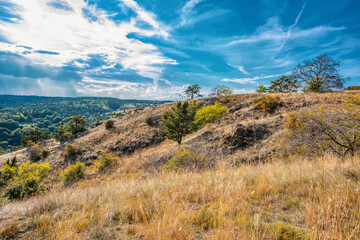 Fototapeta na wymiar Landscape of National Nature Reserve Mohelen Snake Steppe, Educational trail, Trebic, Vysocina Czech Republic