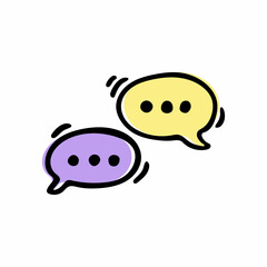 Hand-drawn chat icon. Doodle speech bubble isolated on white background. Vector illustration