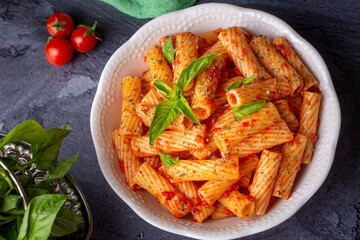 Penne pasta with tomato sauce