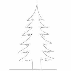 tree drawing with one continuous line, sketch