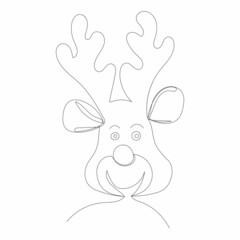 deer portrait drawing by one continuous line, sketch