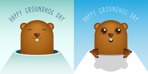 Happy Groundhog Day with Groundhog Vector