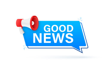 Megaphone with good news. Megaphone banner. Web design. Vector stock illustration.