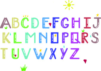 the alphabet is funny and unusual. a collection of letters. all elements are isolated