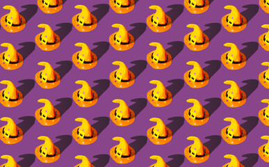 Creative pattern with witch hat for Halloween. 