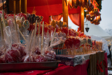Christmas holiday candy on a open street shop