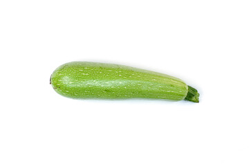 One Green fresh Zucchini isolated on white background