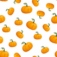 Seamless pumpkin pattern. Cartoon style. Vector illustration