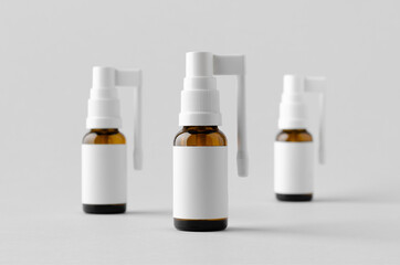 Oral, throat spray mockup. Amber bottle with blank label.