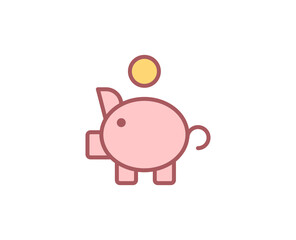 Money pig flat icon.